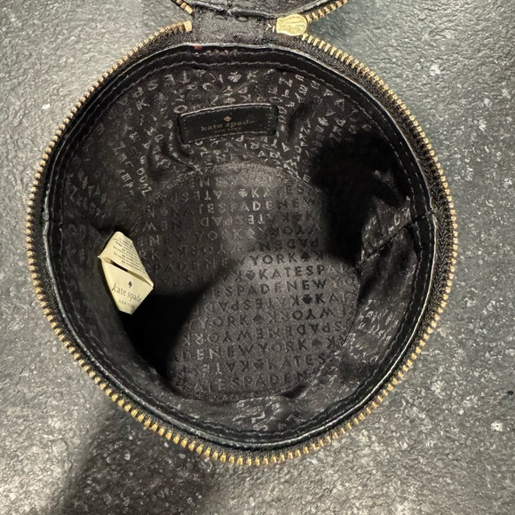 KATE SPADE Jade Drive Bird Cage Black Leather Wristlet Pink Bird Charm RARE. - Picture 11 of 12